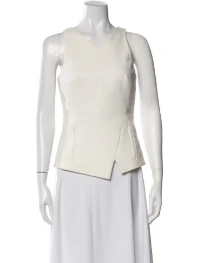 Pre-owned Tibi V-neck Sleeveless Top In White