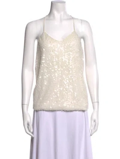Pre-owned Tibi V-neck Sleeveless Top In White