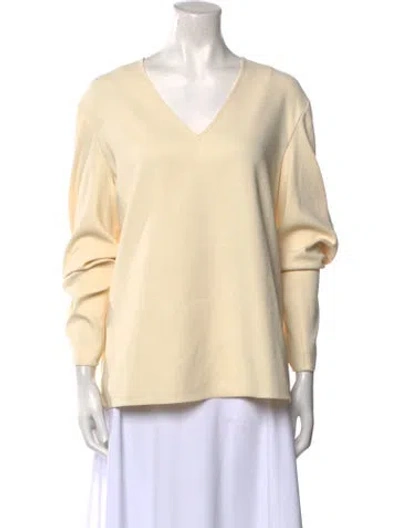 Pre-owned Tibi V-neck Three-quarter Sleeve Sweatshirt In Neutral