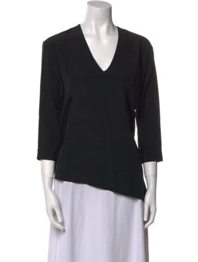 Pre-owned Tibi V-neck Three-quarter Sleeve Top In Black