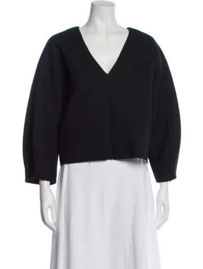 Pre-owned Tibi V-neck Three-quarter Sleeve Top In Black