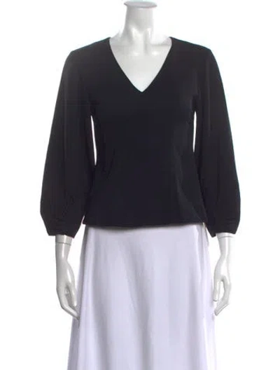 Pre-owned Tibi V-neck Three-quarter Sleeve Top In Black