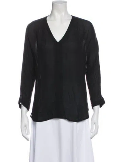 Pre-owned Tibi V-neck Three-quarter Sleeve Top In Blue