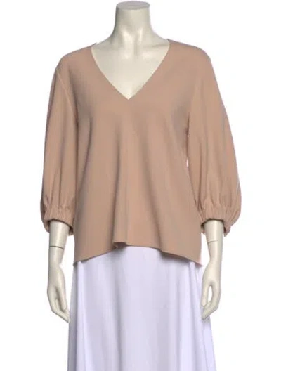 Pre-owned Tibi V-neck Three-quarter Sleeve Top In Neutral