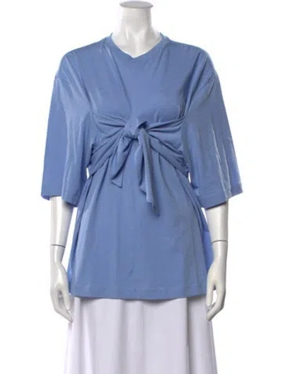 Pre-owned Tibi V-neck Three-quarter Sleeve Top W/ Tags In Blue