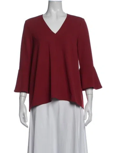 Pre-owned Tibi V-neck Three-quarter Sleeve Top W/ Tags In Red