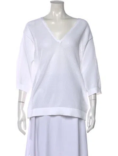 Pre-owned Tibi V-neck Three-quarter Sleeve Top W/ Tags In White