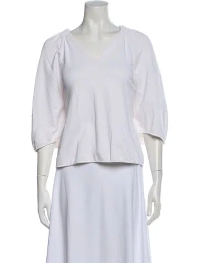 Pre-owned Tibi V-neck Three-quarter Sleeve Top In White