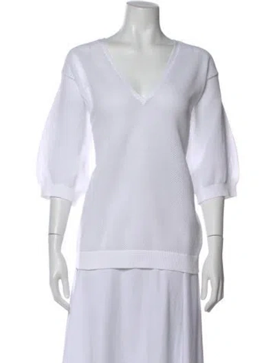 Pre-owned Tibi V-neck Three-quarter Sleeve Top In White