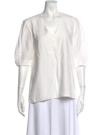 Pre-owned Tibi V-neck Three-quarter Sleeve Top In White