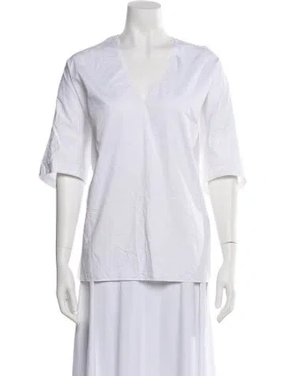 Pre-owned Tibi V-neck Three-quarter Sleeve T-shirt In White