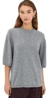 Tibi Washable Cashmere Oversized Easy Tee Heather Grey In Heather Grey
