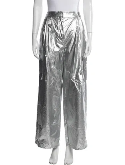 Pre-owned Tibi Wide Leg Pants In Metallic/silver