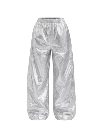 Tibi Winslow Metallic Trousers In White