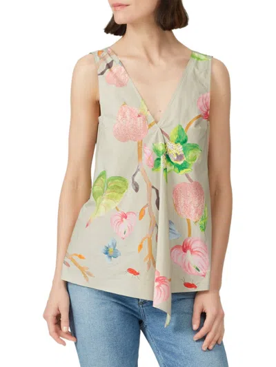 Tibi Women's Floral Poplin Top In Off White