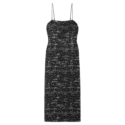 Pre-owned Tibi Women's Scintilla Black Glitter Jersey Slip Dress, Size Us8/uk12
