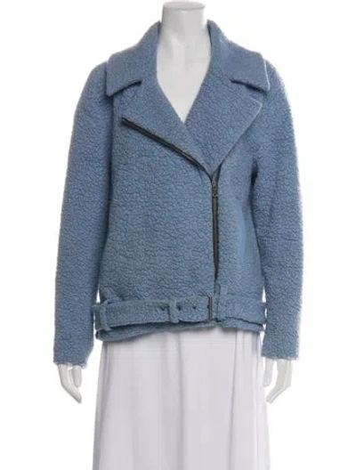Pre-owned Tibi Wool Biker Jacket In Blue