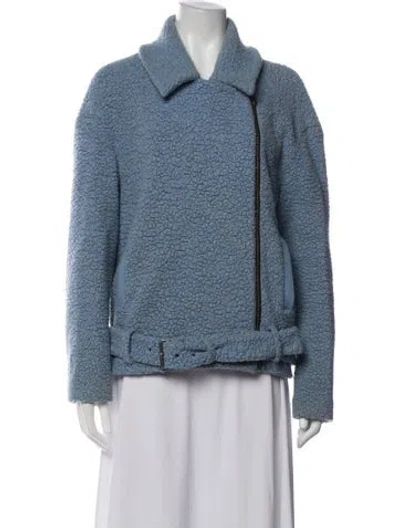 Pre-owned Tibi Wool Biker Jacket In Blue