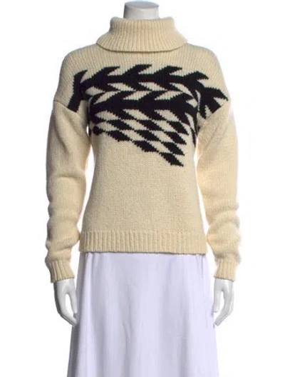 Pre-owned Tibi Wool Graphic Print Sweater In White