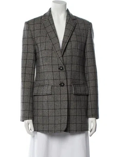 Pre-owned Tibi Wool Houndstooth Print Blazer In Gray