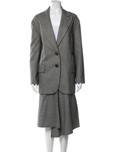 Pre-owned Tibi Wool Houndstooth Print Skirt Set In Gray