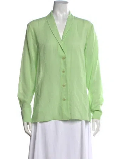 Pre-owned Tibi Wool Long Sleeve Blouse In Green