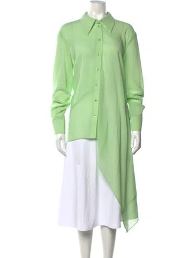 Pre-owned Tibi Wool Long Sleeve Blouse In Green
