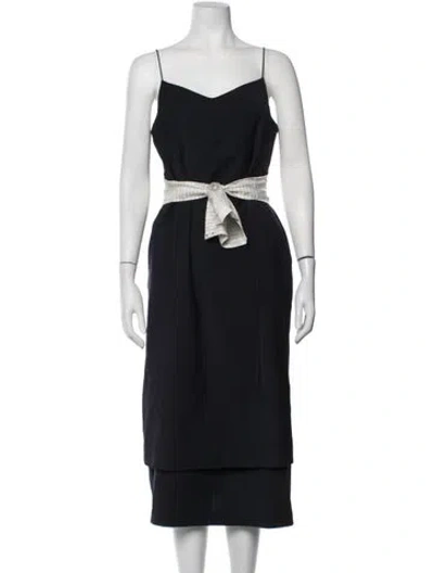 Pre-owned Tibi Wool Midi Length Dress In Black