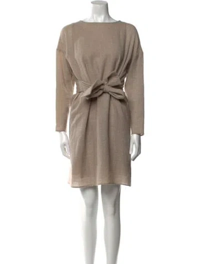 Pre-owned Tibi Wool Mini Dress In Neutral