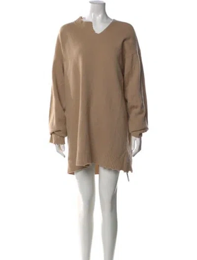 Pre-owned Tibi Wool Mini Dress In Neutral