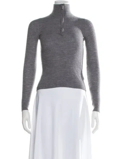 Pre-owned Tibi Wool Mock Neck Top In Gray