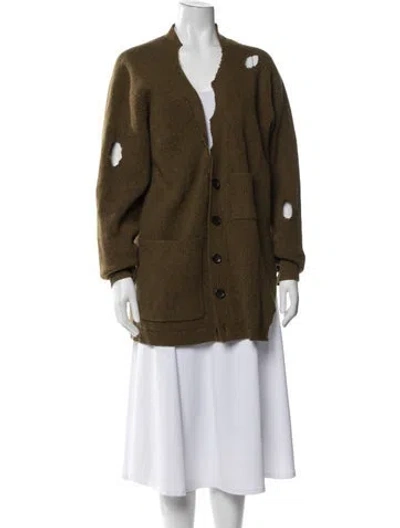 Pre-owned Tibi Wool Open Front Sweater In Green