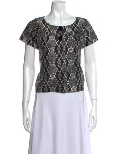 Pre-owned Tibi Wool Patterned Top In Black