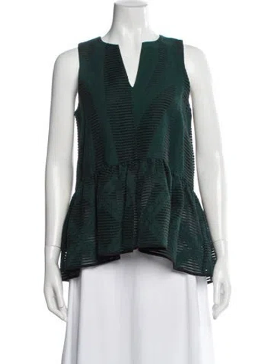 Pre-owned Tibi Wool Patterned Top In Green