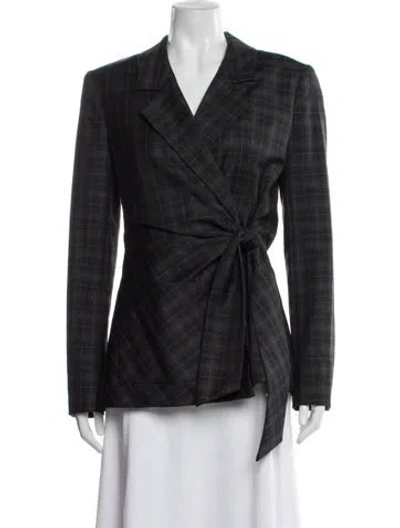 Pre-owned Tibi Wool Plaid Print Blazer In Black/blue