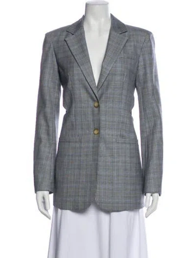 Pre-owned Tibi Wool Plaid Print Blazer In Blue