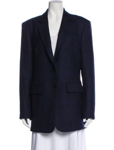 Pre-owned Tibi Wool Plaid Print Blazer In Blue