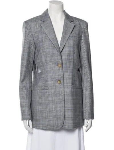 Pre-owned Tibi Wool Plaid Print Blazer In Blue