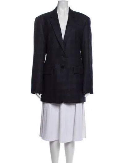 Pre-owned Tibi Wool Plaid Print Blazer In Blue