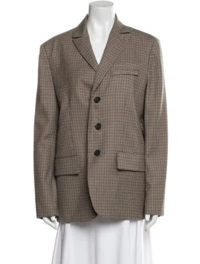 Pre-owned Tibi Wool Plaid Print Blazer In Brown