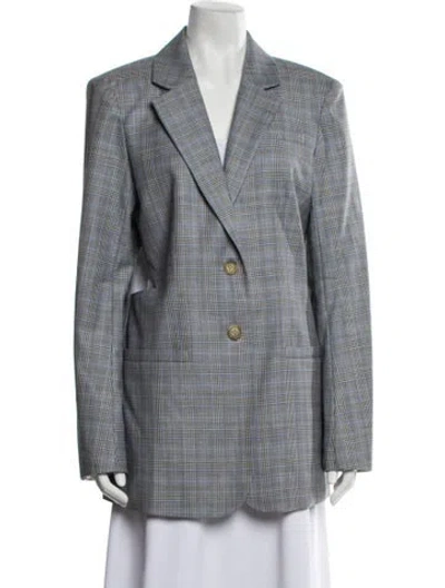 Pre-owned Tibi Wool Plaid Print Blazer In Gray