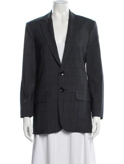Pre-owned Tibi Wool Plaid Print Blazer In Gray