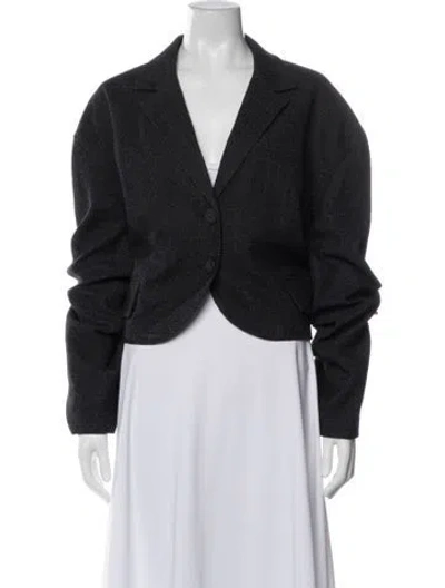 Pre-owned Tibi Wool Plaid Print Blazer In Gray