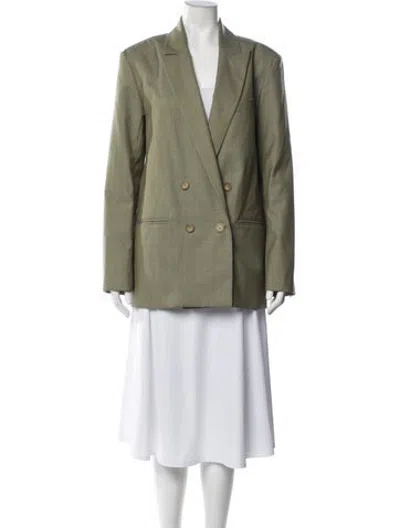 Pre-owned Tibi Wool Plaid Print Blazer In Green