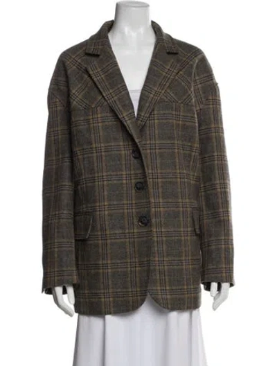 Pre-owned Tibi Wool Plaid Print Blazer In Multi