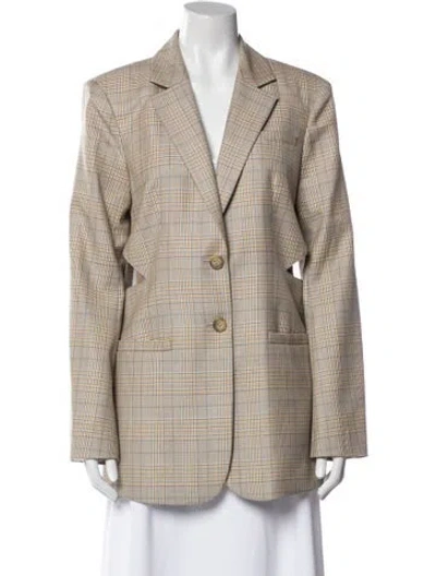 Pre-owned Tibi Wool Plaid Print Blazer In Neutral