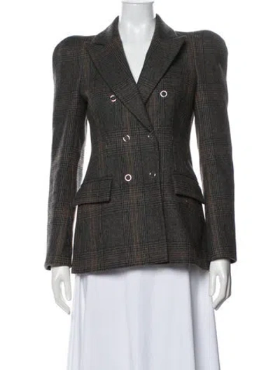 Pre-owned Tibi Wool Plaid Print Blazer In Neutral