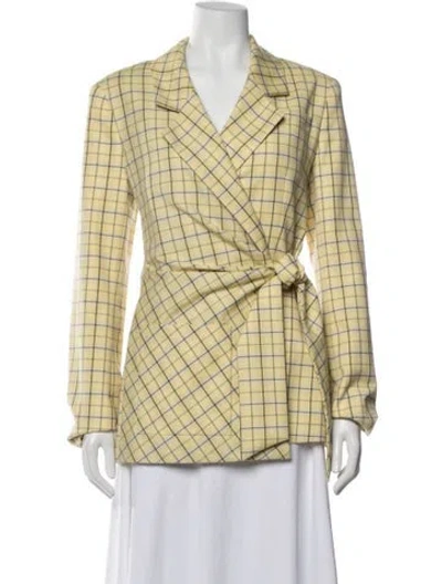 Pre-owned Tibi Wool Plaid Print Blazer In Yellow