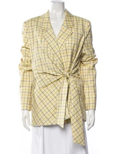 Pre-owned Tibi Wool Plaid Print Blazer In Yellow