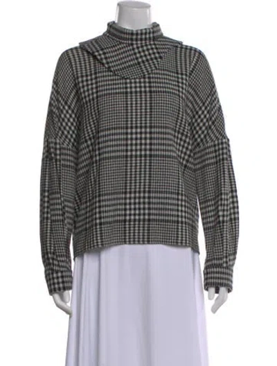 Pre-owned Tibi Wool Plaid Print Blouse In Multi